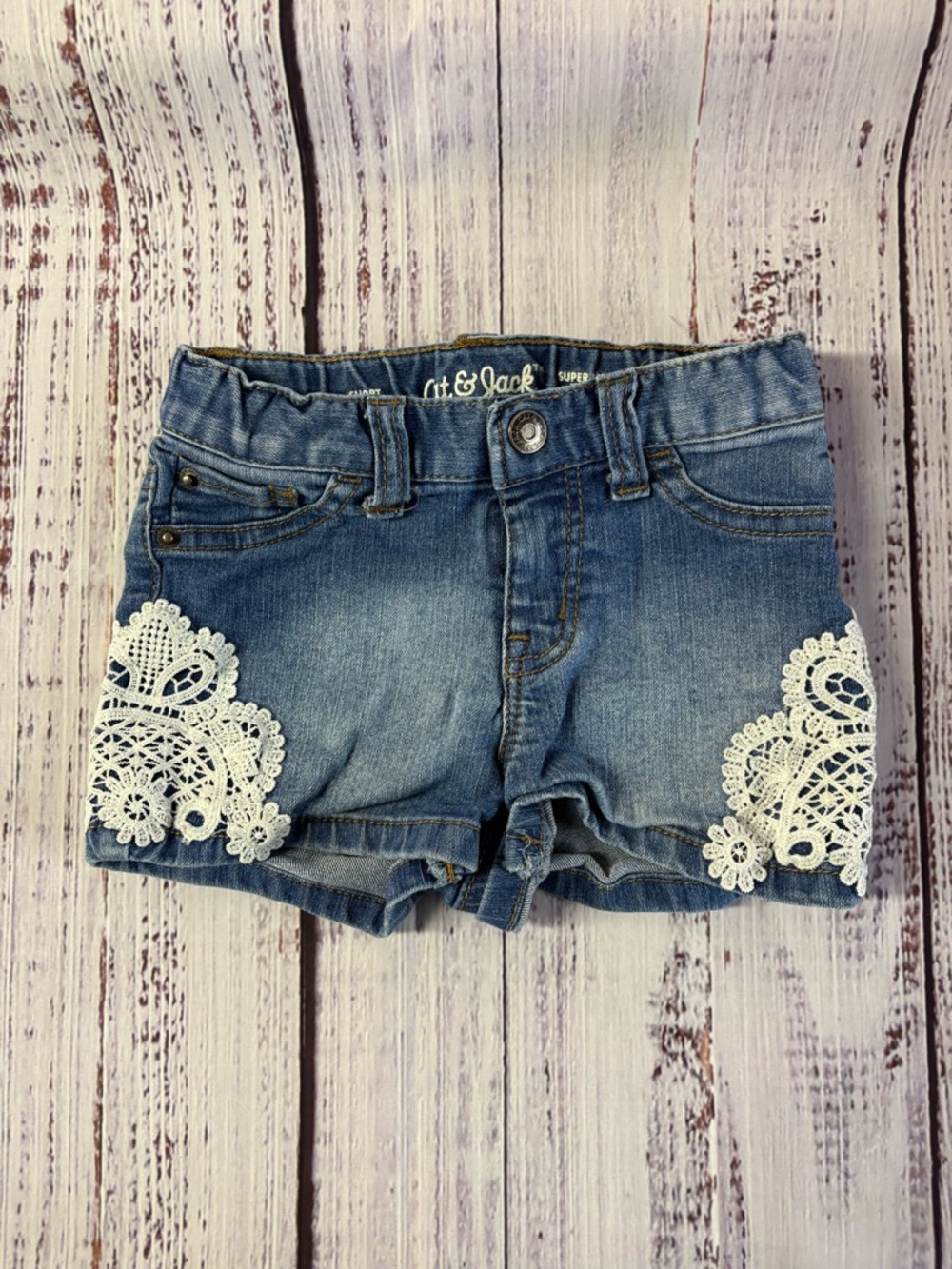 Cat & Jack Blue Denim Shorts with Contrast Stitching